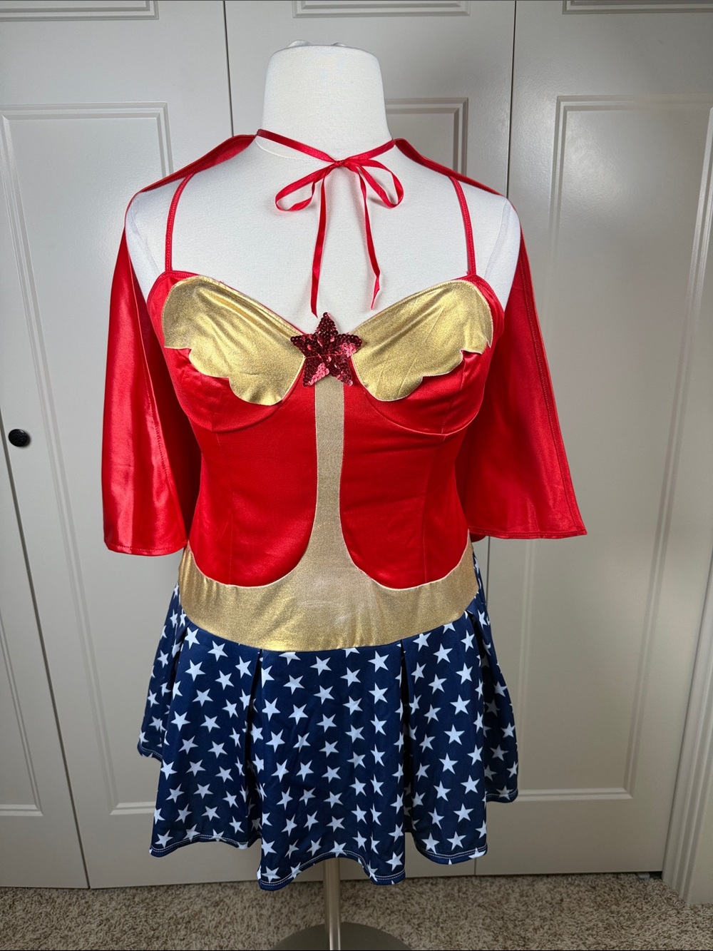 Leg Avenue Red, Gold & Blue Star Superhero Wonder Woman Hero Girl Costume XL
